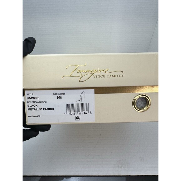 Imagine Vince Camuto‎ Orre Half d'Orsay  Black Metallic Fabric Size 9 Stiletto - Picture 9 of 9